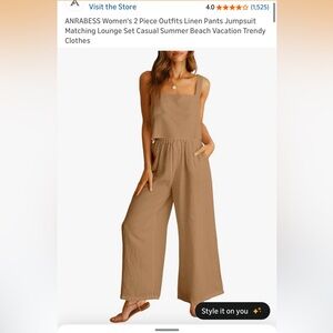Women's Tan 2 Piece Matching Set